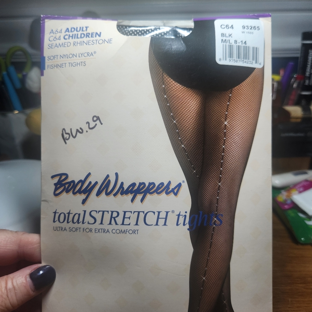 Body Wrappers Black Fishnet Tights